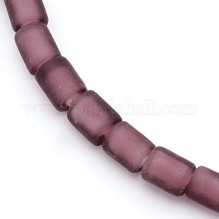 Handmade Frosted Lampwork Column Beads Strands LAMP-L006-01-1