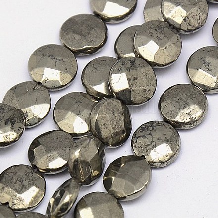 Natural Pyrite Beads Strands G-L033-12x5mm-02-1