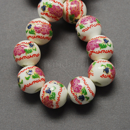 Handmade Printed Porcelain Beads PORC-Q199-12mm-08-1