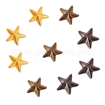 CHGCRAFT about 450Pcs Brass Star Rivet Nailhead Spike Studs Punk Spots Rivets 3 colors Buckle Button Cap for Bag Leather Clothing Shoes DIY Crafting KK-CA0001-07-1