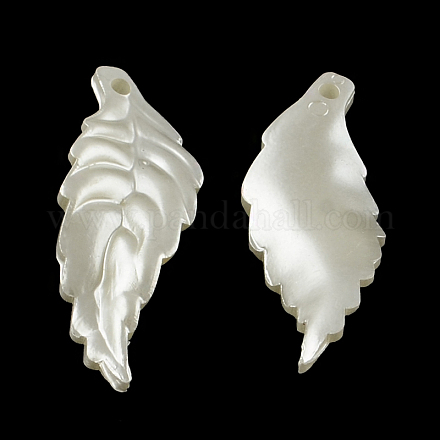 Leaf ABS Plastic Imitation Pearl Pendants OACR-R016-38-1