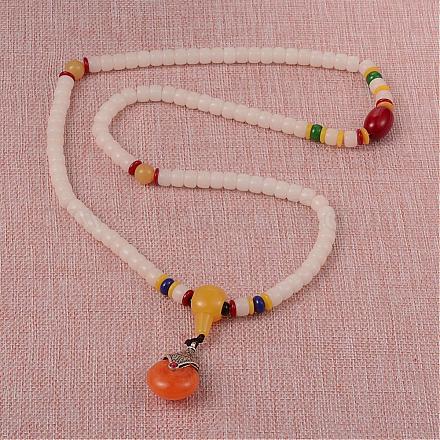 Buddhist Bodhi Beaded Necklaces NJEW-K050-10-1