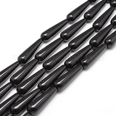 Natural Black Onyx Beads Strands G-P161-12-40x12mm-1