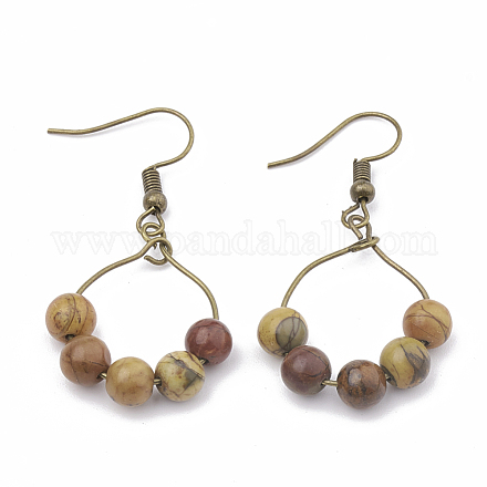 Natural Picasso Stone/Picasso Jasper Dangle Earrings EJEW-S202-011A-1