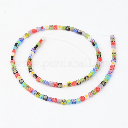 Chapelets de perle de millefiori en verre manuelles LAMP-K023-06-4x2.5mm-1