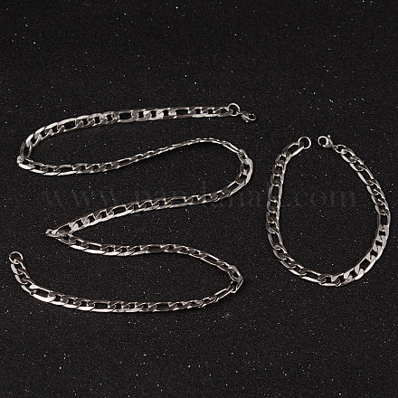 304 figaro en acier inoxydable chaînes colliers et des bracelets ensembles de bijoux SJEW-L430-07P-1
