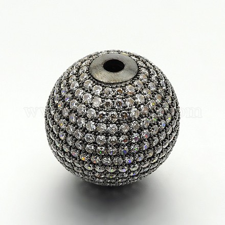 Perles rondes en laiton avec zircone cubique de micro pave ZIRC-M039-13B-RS-1