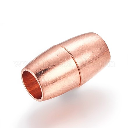 端が接着された真鍮のマグネットクラスプ  オーバル  ローズゴールド  16x9mm  穴：6mm KK-F773-01RG-1