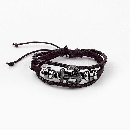 Bracelets de cordon en cuir réglable multi-brins BJEW-D423-08A-1