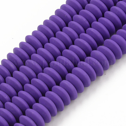 手作り樹脂粘土ビーズ連売り  フラットラウンド  紫色のメディア  8.5~9x3.5mm  穴：1.6mm  約112個/連  15.75インチ〜16.14インチ（40~41cm） CLAY-N008-064-A14-1