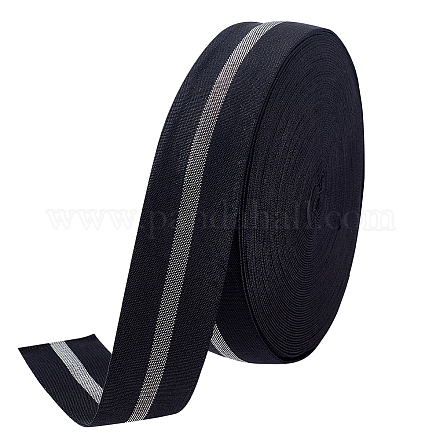 BENECREAT 10.9 Yards 1 Inch Sewing Stretch Elastic Bands with Silver Glitter in Black Flat Wide Elastic Bands for Sewing OCOR-WH0080-72B-1