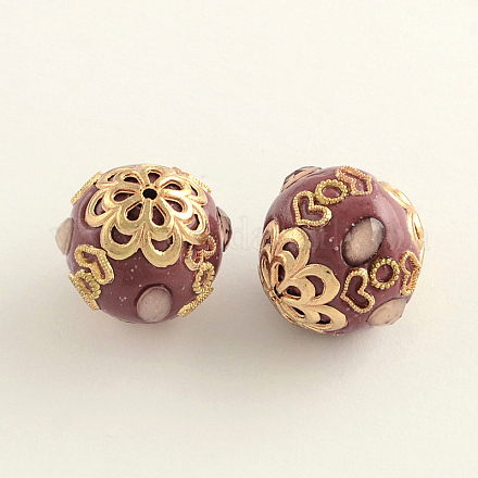 Round Handmade Indonesia Beads IPDL-Q036-01H-1