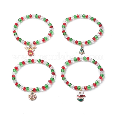 Ensemble de bracelets extensibles en perles de verre 4 pièces 4 styles BJEW-JB09342-1