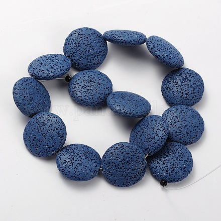 Brins de perles de lentilles en pierre de lave synthétique G-O026-01A-1