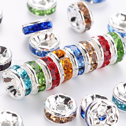 Brass Rhinestone Spacer Beads RB-A014-Z7mm-S-NF-1