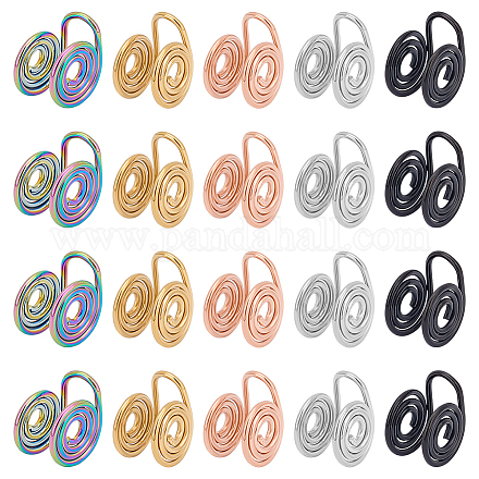 Unicraftale 40Pcs 5 Style 304 Stainless Steel Spiral Pad Cuff Earrings KK-UN0001-21-1