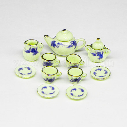 Ensemble de tasses théière miniature en porcelaine ornements PORC-PW0001-053C-1