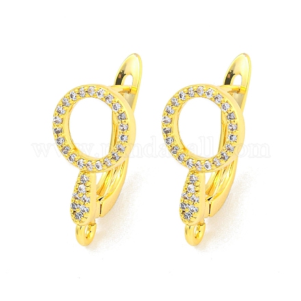 Серьги-кольца из латуни с микропаве и кубическим цирконием KK-K382-02G-1