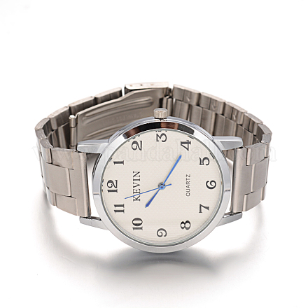 メンズステンレススチール腕時計クォーツ時計  合金の腕時計ヘッド付き  ホワイト  64x18~20mm  ウォッチヘッド：48x42.5x9mm WACH-F018-36B-01-1