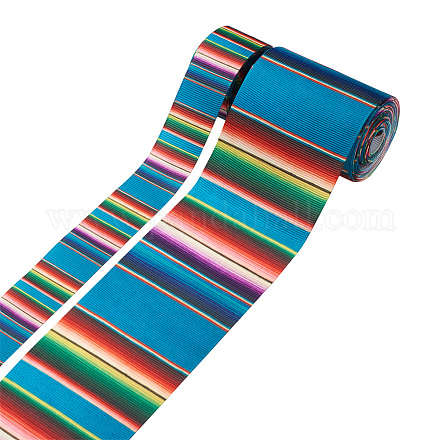 2Rolls 2 Styles Stripe Pattern Printed Polyester Grosgrain Ribbon OCOR-TA0001-37N-1