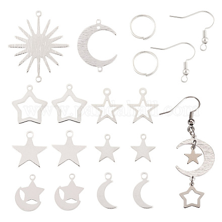 Yilisi kit fai da te per la creazione di orecchini a goccia con luna e stella DIY-YS0001-35-1