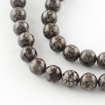 Round Natural Red Snowflake Obsidian Beads Strands G-R324-8mm-01-1