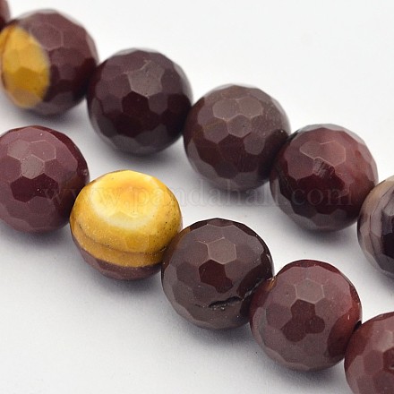 Faceted Round Natural Mookaite Beads Strands G-E302-062-8mm-1