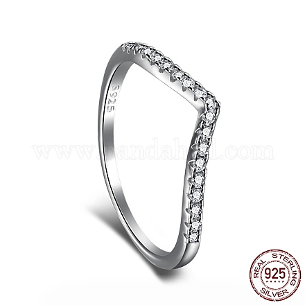 925 anello da dito da donna in argento sterling placcato rodio con micro pavé di zirconi cubici RJEW-F150-15B-01P-1