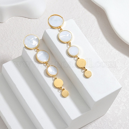 Плоские круглые серьги-гвоздики из акрила из нержавеющей стали 304 EJEW-F392-02G-1