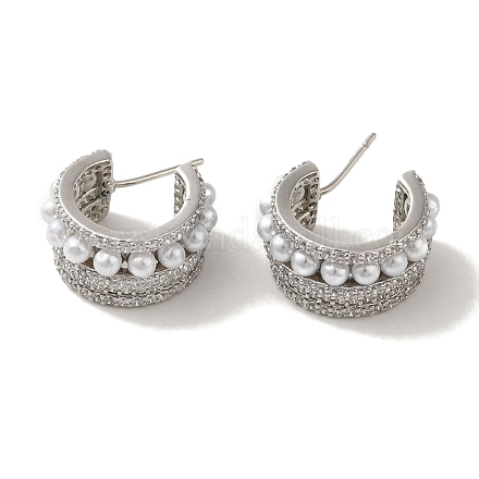 Серьги-гвоздики из латуни с микропаве из кубического циркония EJEW-R162-36P-1