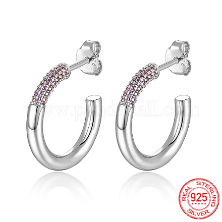 Rhodium Plated 925 Sterling Silver Ring Stud Earrings JZ8068-1-1