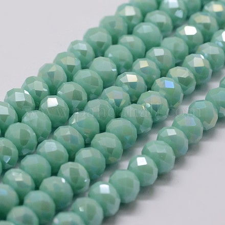Electroplate Imitation Jade Glass Bead Strands GLAA-F044-6mm-03AB-1
