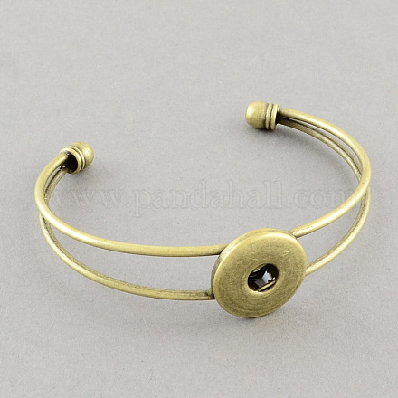 Brass Cuff Bangles Components for Snap Button Making MAK-S001-SZ017AB-1