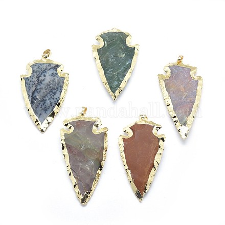 Natural Indian Agate Pendants G-P383-07G-1