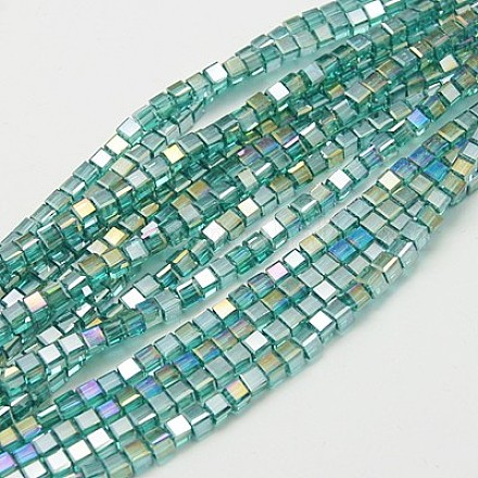 Electroplate Glass Beads Strands EGLA-D018-8x8mm-53-1