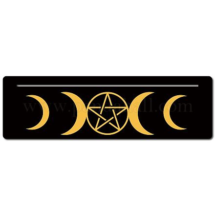 GORGECRAFT 10 x 3 Inch Wooden Tarot Card Stand Black Rectangle Shaped Tarot Card Moon and Pentagram Pattern Altar Display Holder for Witch Divination Tools Tarot Decor Wiccan Supplies DIY-WH0356-010-1