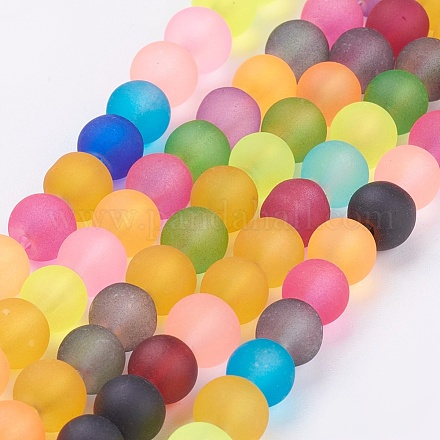 Frosted Glass Beads Strands FGLA-MSMC001-04-1