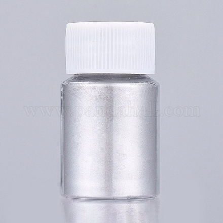 真珠光沢のあるマイカパウダー  UVレジン用  エポキシ樹脂＆ネイルアートクラフトジュエリー作り  銀  ボトル：29x50mm  約13~15 G /ボトル X-DIY-L034-03D-1