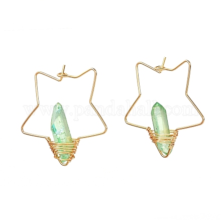 Electroplated Natural Quartz Wire Wrapped Earrings for Girl Women EJEW-JE04648-02-1