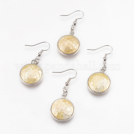 Natural Yellow Shell Dangle Earrings EJEW-F162-C02-1