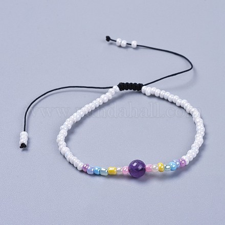 Pulseras de perlas trenzadas de hilo de nylon ajustable para niños BJEW-JB04371-03-1
