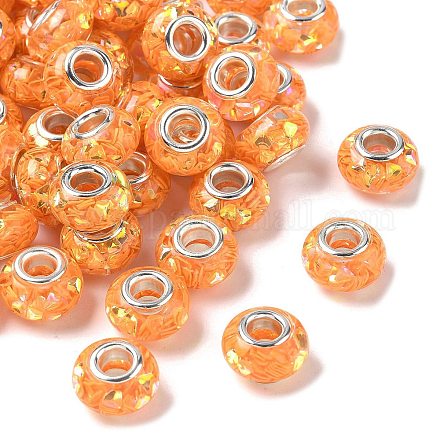 Прозрачные европейские бусины-рондель из смолы RESI-S023-21-1