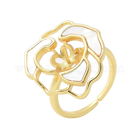 Закрепки для колец-манжет из латуни с цветком KK-K297-01G-1