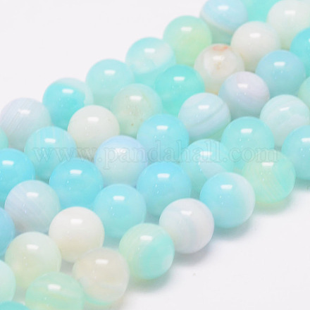 Agata a strisce naturali / fili di perle di agata fasciate G-K155-A-10mm-04-1