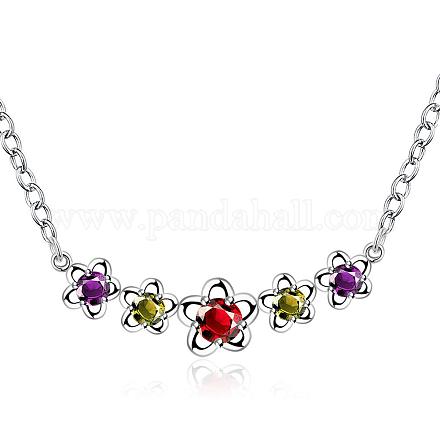 Mode chaîne fleur de câble en laiton populaire zircone cubique bijoux collier NJEW-BB00228-1