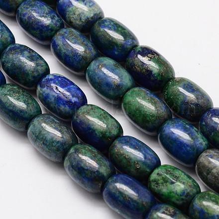 Natural Chrysocolla and Lapis Lazuli Barrel Beads Strands G-M266-04-1