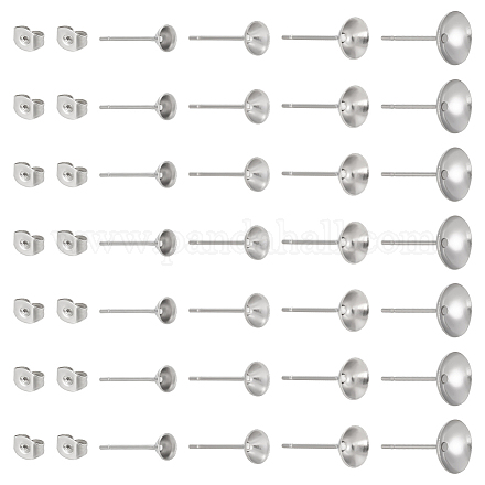 200 шт. 4 стиля фурнитуры для сережек-гвоздиков из нержавеющей стали 304 STAS-UN0058-11-1