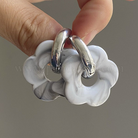 Серьги-кольца из акрила и нержавеющей стали с цветком FS-WGEB331-13-1