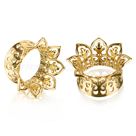Полые ушные туннели из латунного сплава с цветочным узором FS-WG7C815-03-1