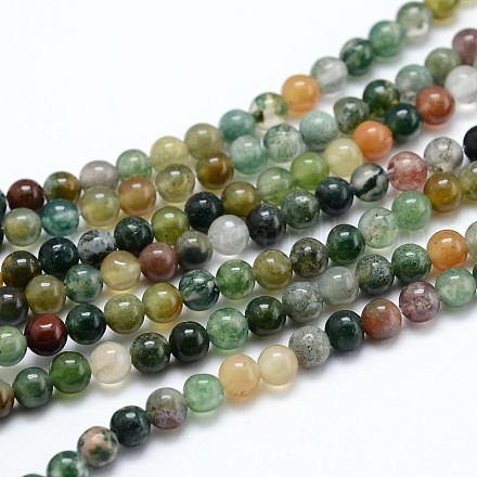 Naturali Indiane Perle di agata rotonde fili G-P100-01-1